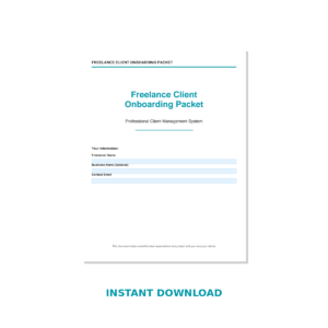 Freelance Client Onboarding Packet – Fillable PDF | Intake Form, Scope Worksheet & Payment Terms