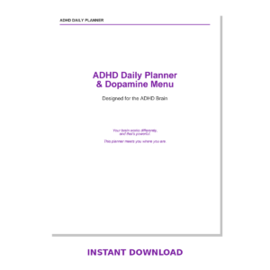 ADHD Daily Planner & Dopamine Menu – Fillable PDF | Task Paralysis Breaker & Energy Tracker