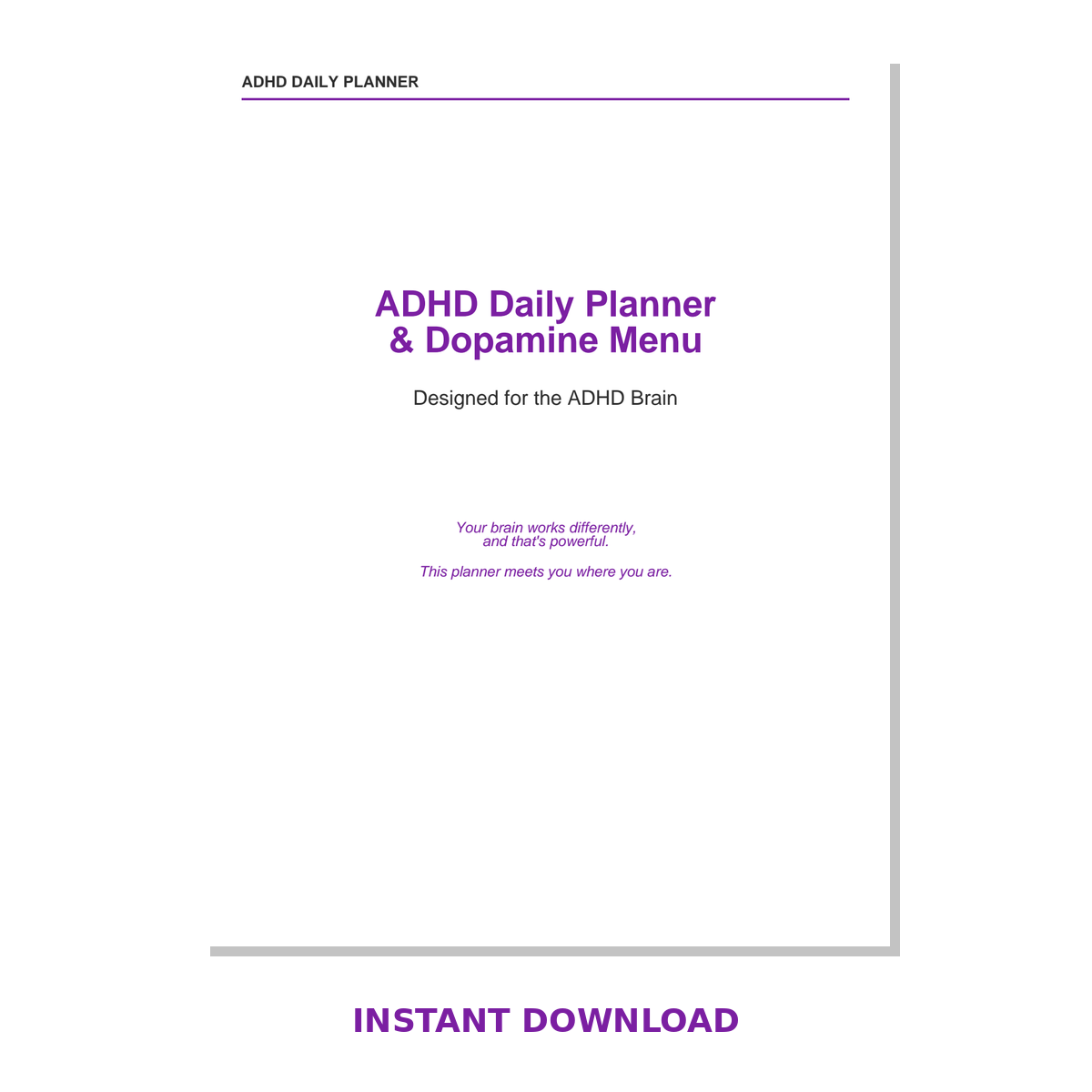 ADHD Daily Planner and Dopamine Menu Fillable PDF with Task Paralysis Breaker and Energy Tracker