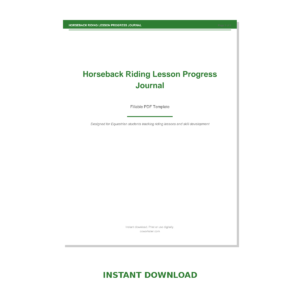 Horseback Riding Lesson Progress Journal