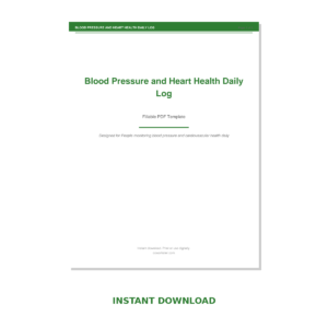 Blood Pressure and Heart Health Daily Log