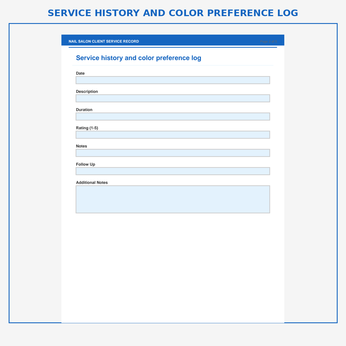Nail Salon Client Service Record - Image 2