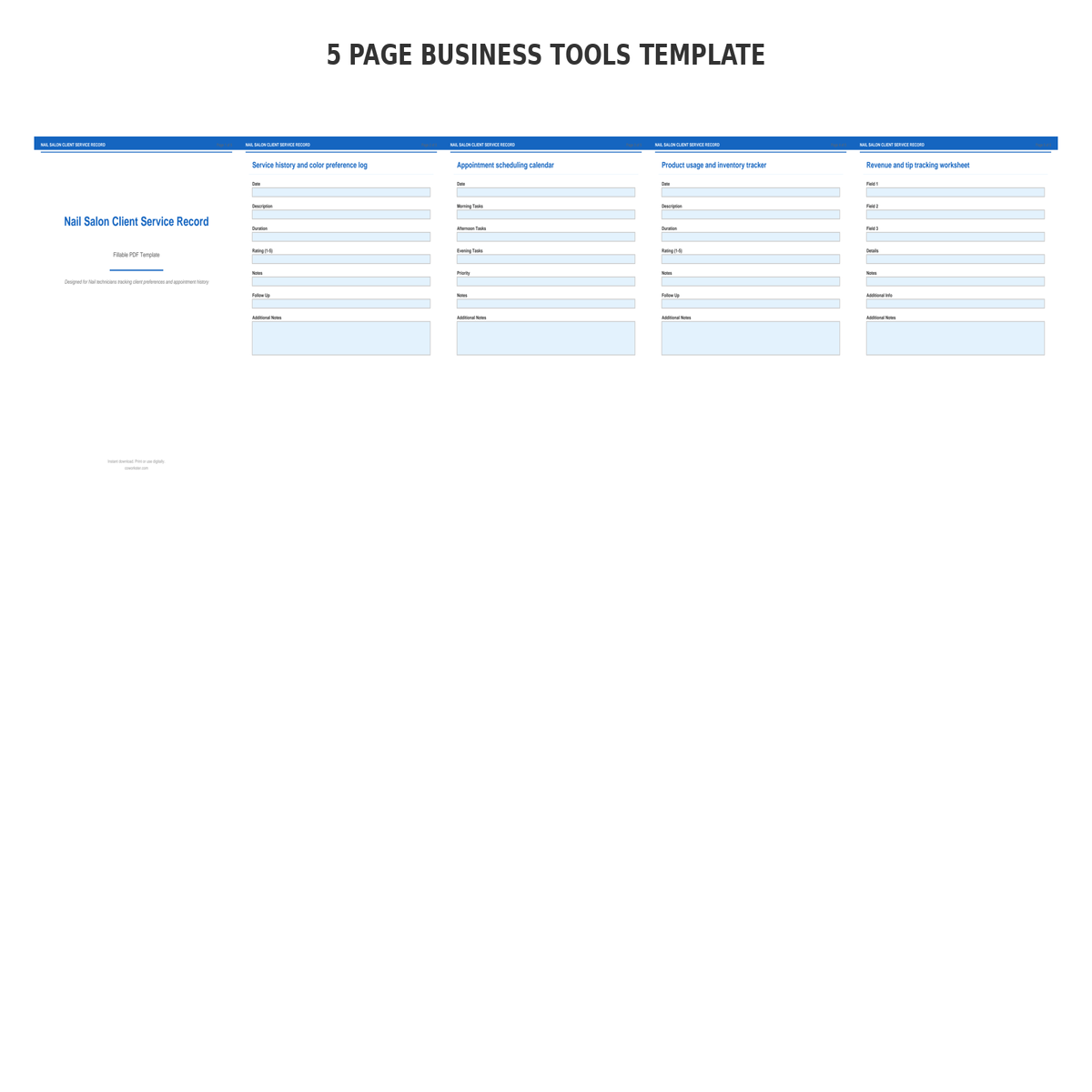 Nail Salon Client Service Record