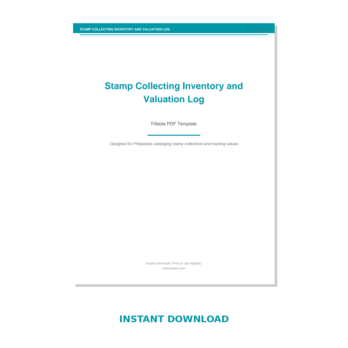 Stamp Collecting Inventory and Valuation Log