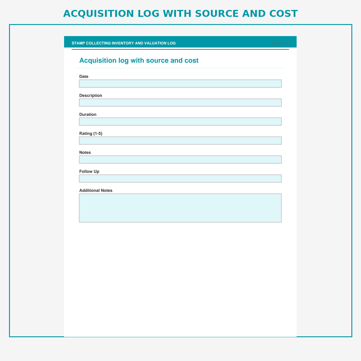 Stamp Collecting Inventory and Valuation Log - Image 4