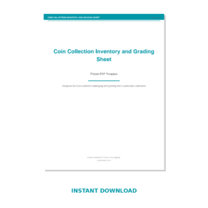 Coin Collection Inventory and Grading Sheet