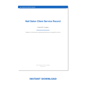 Nail Salon Client Service Record