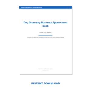 Dog Grooming Business Appointment Book
