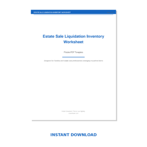 Estate Sale Liquidation Inventory Worksheet