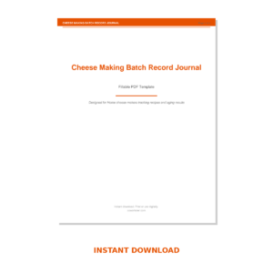 Cheese Making Batch Record Journal