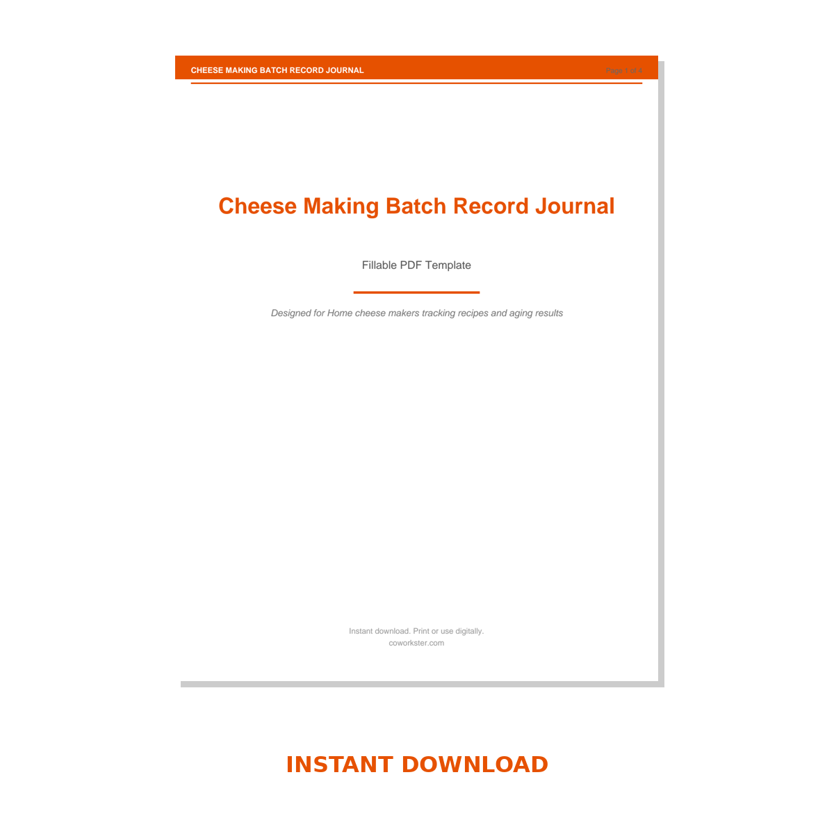 Cheese Making Batch Record Journal