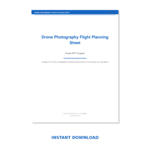 Drone Photography Flight Planning Sheet