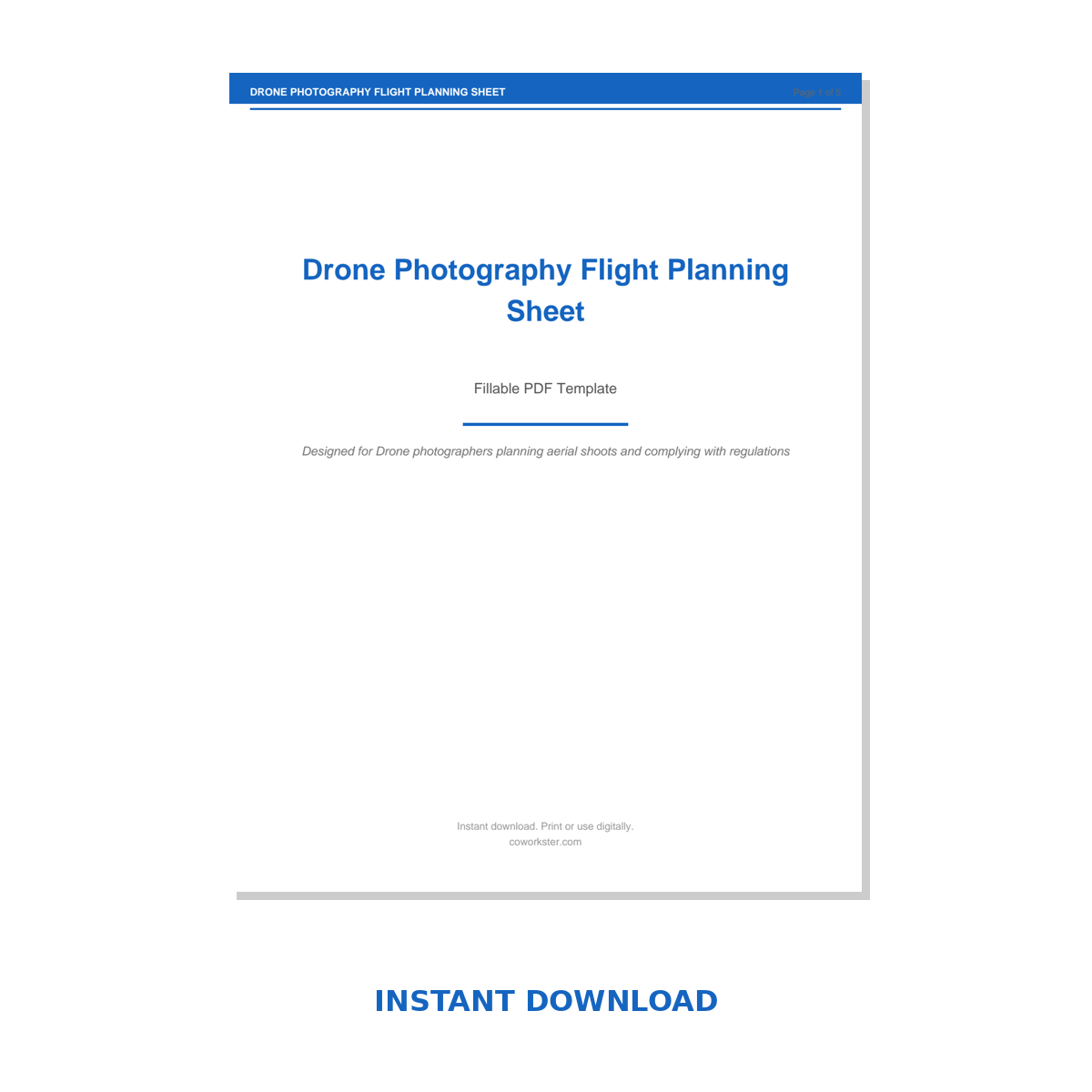 Drone Photography Flight Planning Sheet