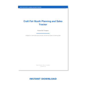 Craft Fair Booth Planning and Sales Tracker