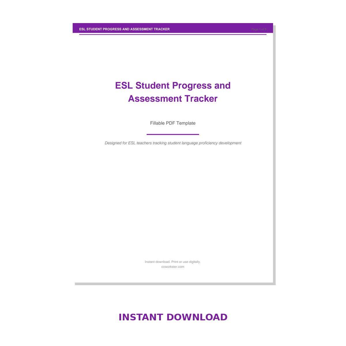 ESL Student Progress and Assessment Tracker