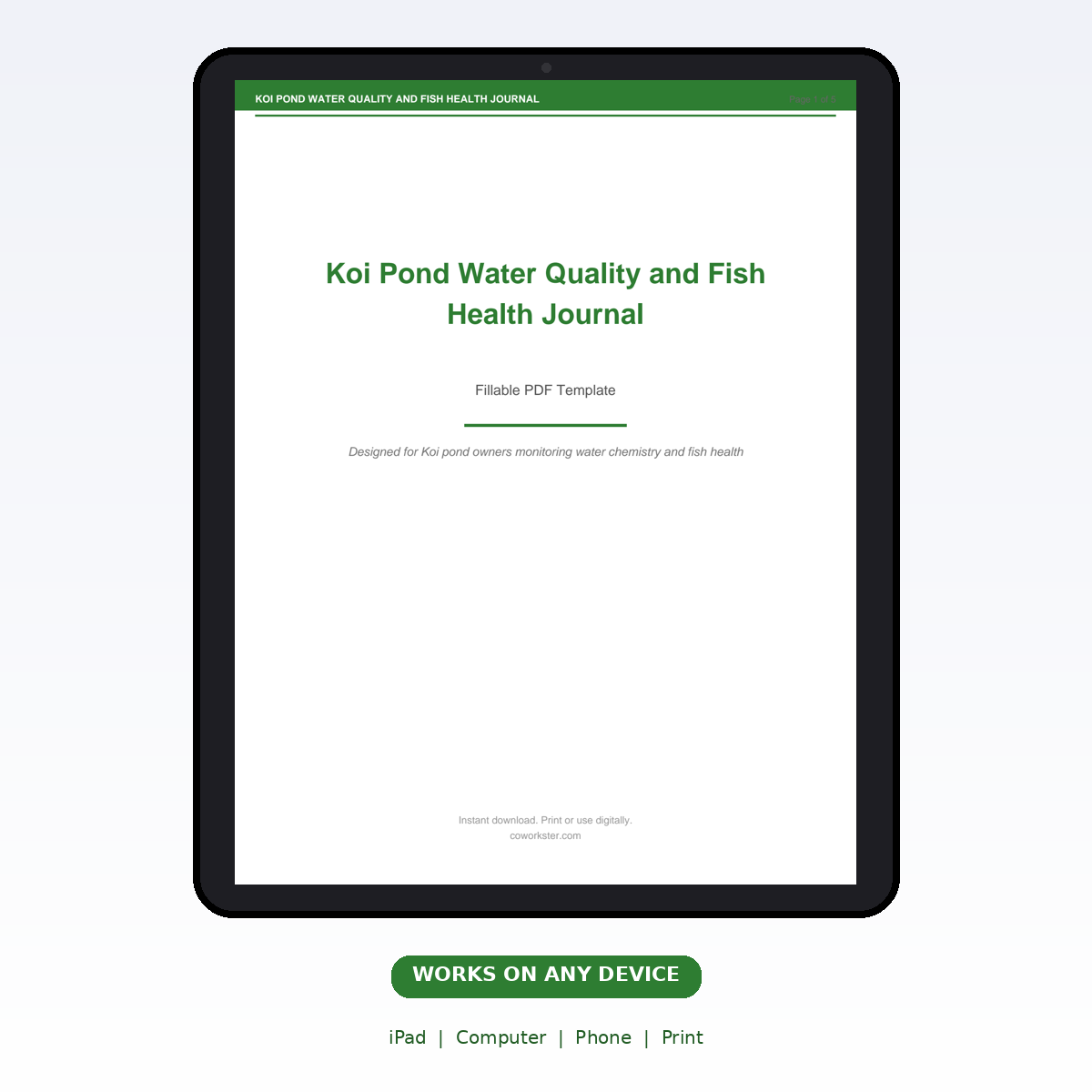 Koi Pond Water Quality and Fish Health Journal - Image 6