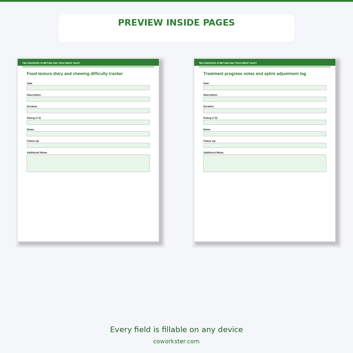 TMJ Disorder Symptom and Treatment Diary - Image 6