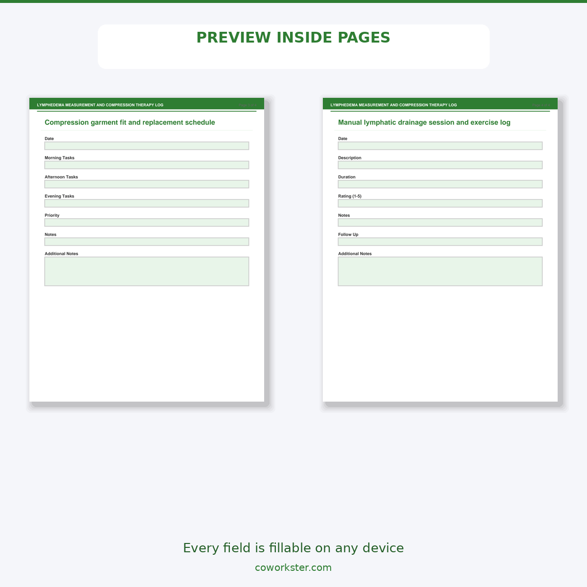 Lymphedema Measurement and Compression Therapy Log - Image 6