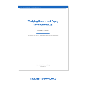 Whelping Record and Puppy Development Log