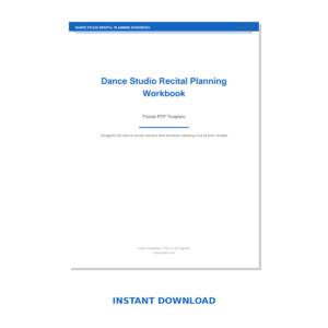 Dance Studio Recital Planning Workbook