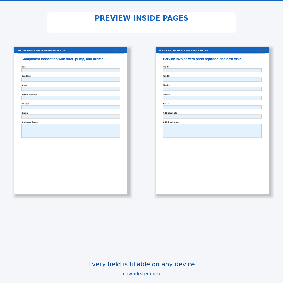 Hot Tub and Spa Service Maintenance Record - Image 5