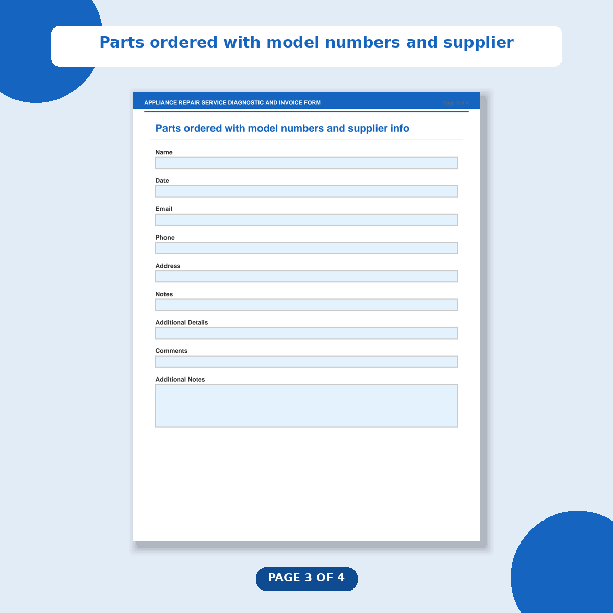 Appliance Repair Service Diagnostic and Invoice Form - Image 4