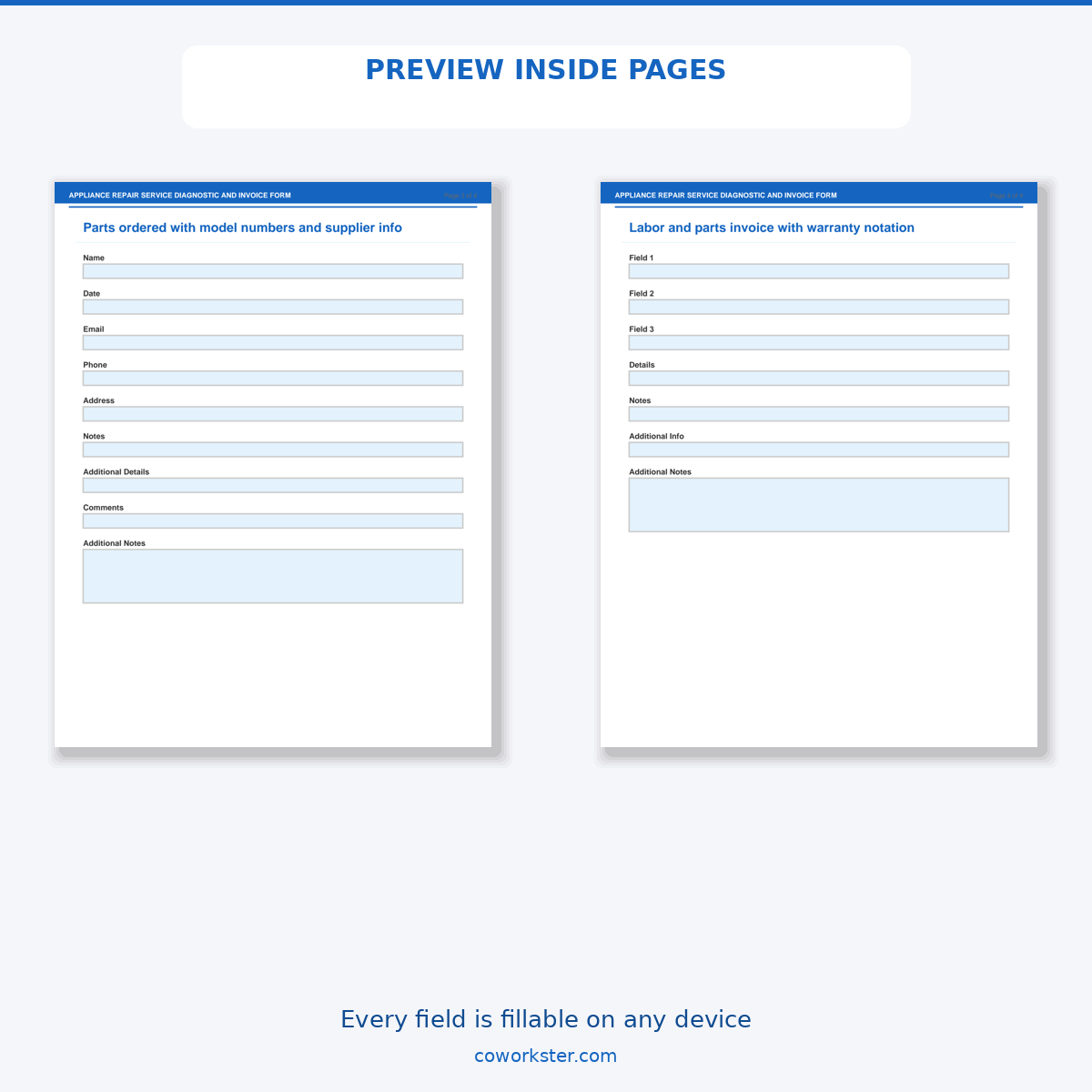 Appliance Repair Service Diagnostic and Invoice Form - Image 6