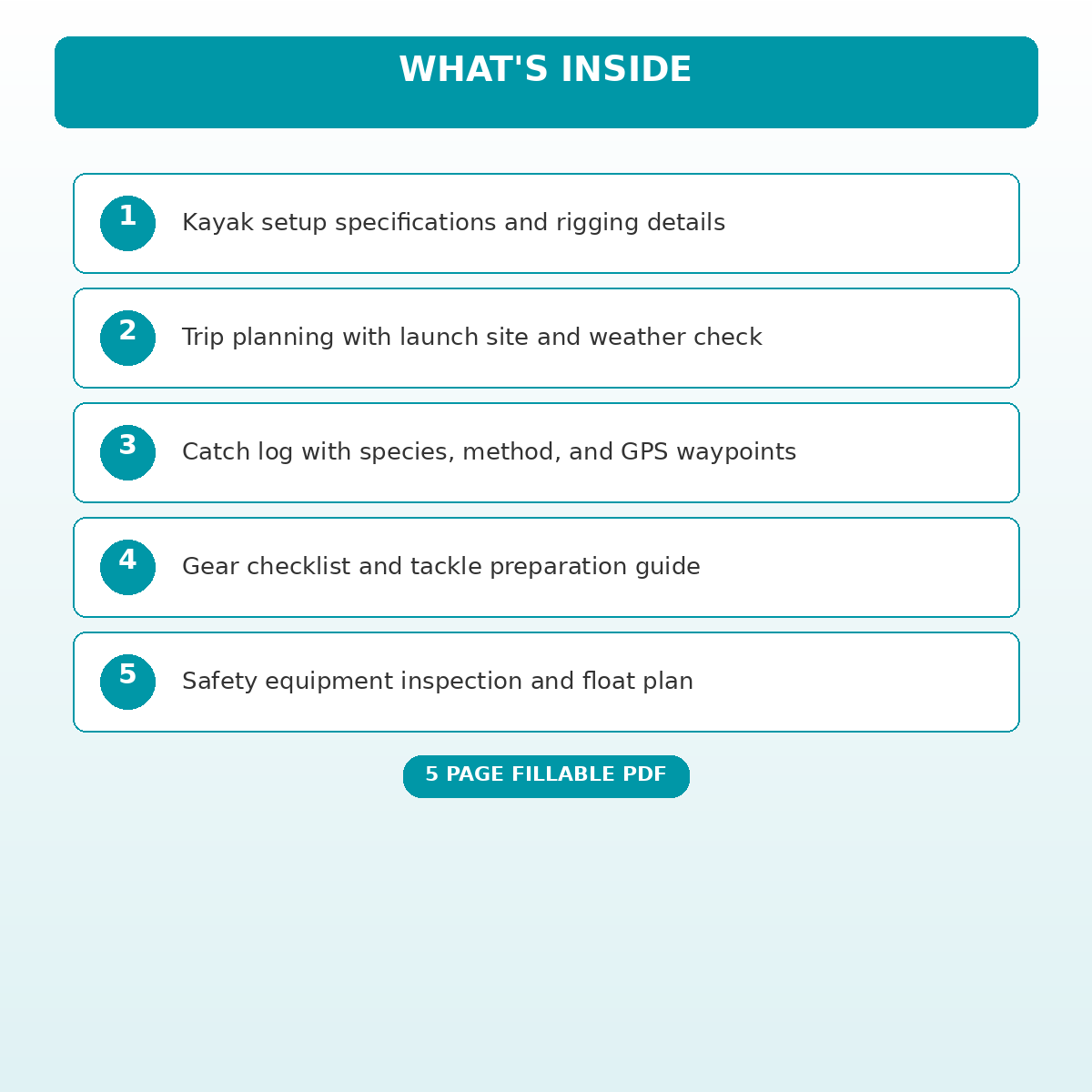 Kayak Fishing Trip Log and Gear Checklist - Image 4