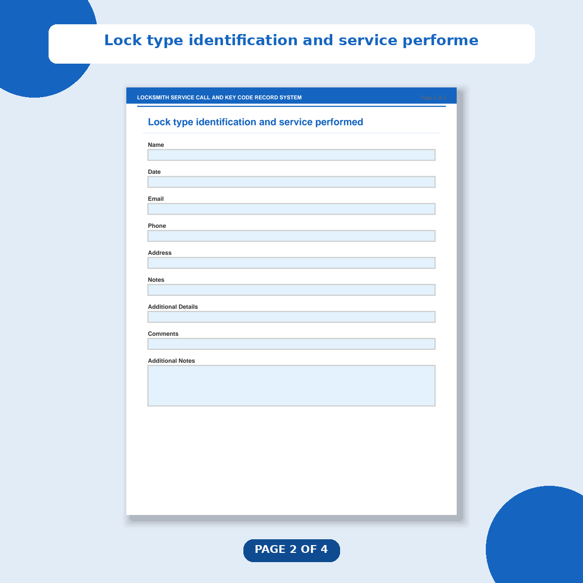 Locksmith Service Call and Key Code Record System - Image 3