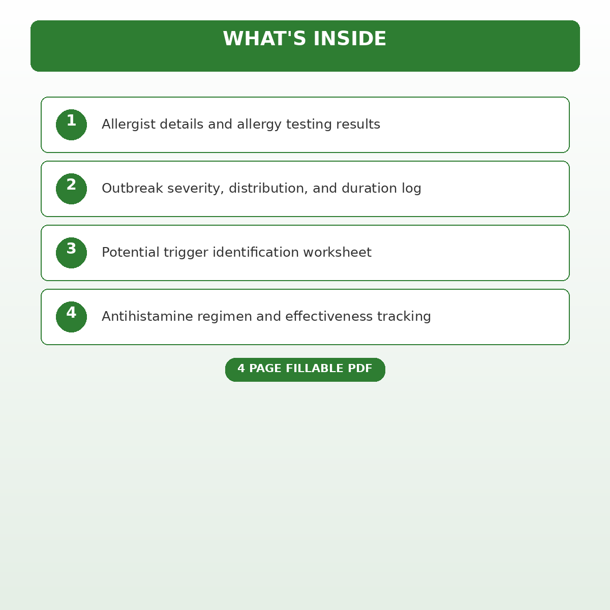 Chronic Hives Urticaria Outbreak and Antihistamine Log - Image 4