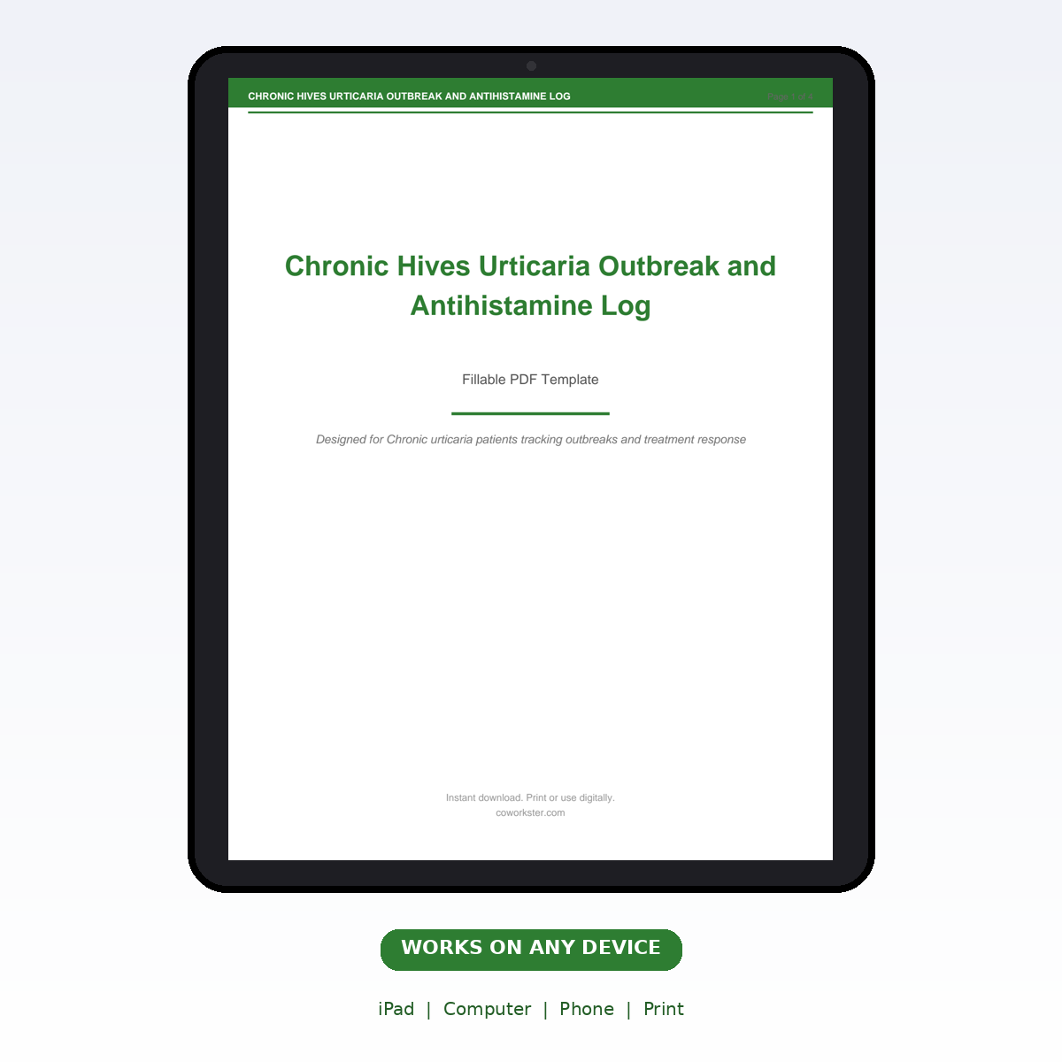 Chronic Hives Urticaria Outbreak and Antihistamine Log - Image 6
