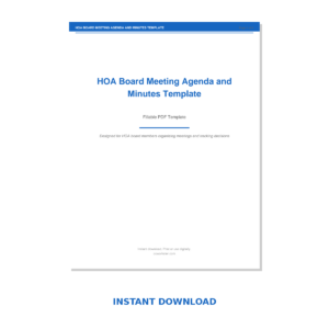 HOA Board Meeting Agenda and Minutes Template