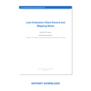 Lash Extension Client Record and Mapping Sheet