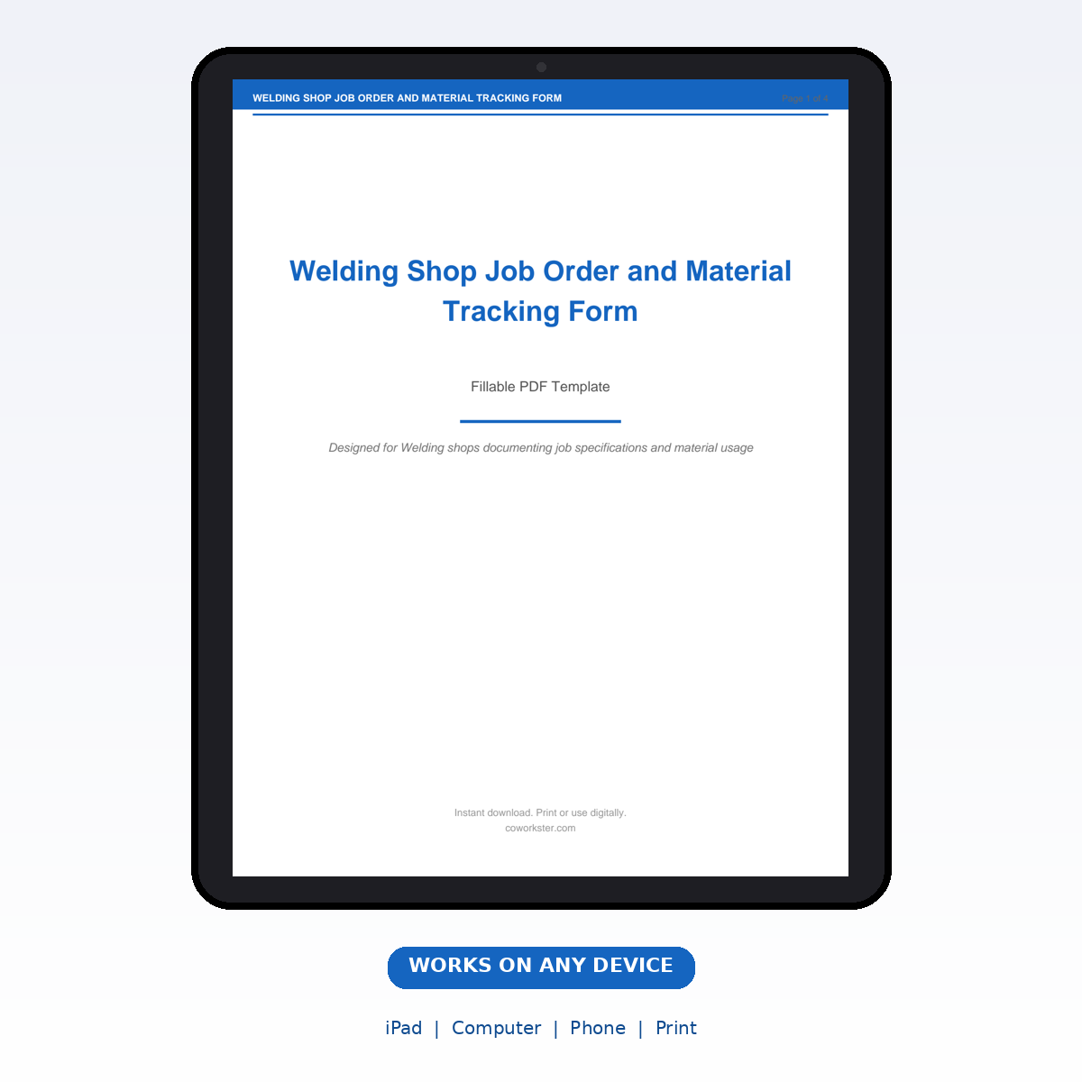 Welding Shop Job Order and Material Tracking Form - Image 6