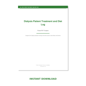 Dialysis Patient Treatment and Diet Log