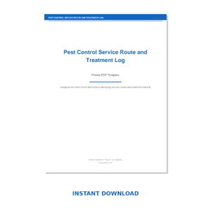 Pest Control Service Route and Treatment Log