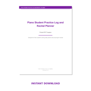 Piano Student Practice Log and Recital Planner