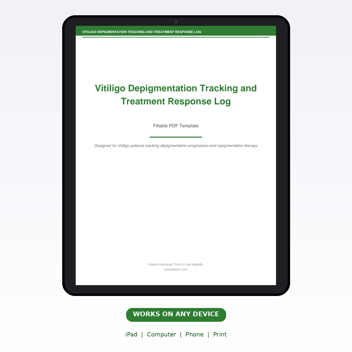 Vitiligo Depigmentation Tracking and Treatment Response Log - Image 6