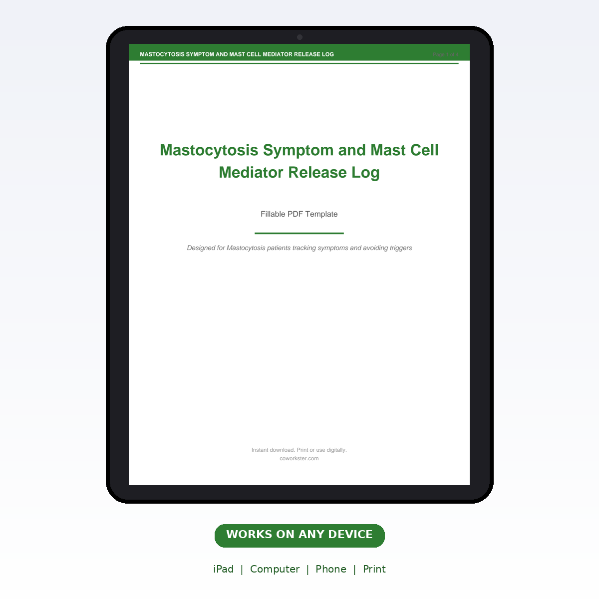 Mastocytosis Symptom and Mast Cell Mediator Release Log - Image 7