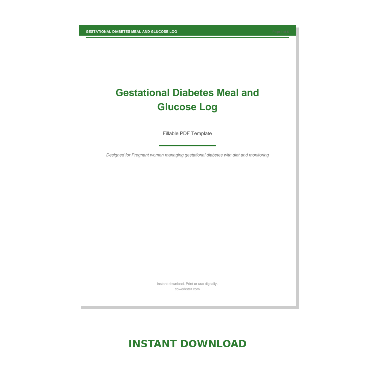 Gestational Diabetes Meal and Glucose Log