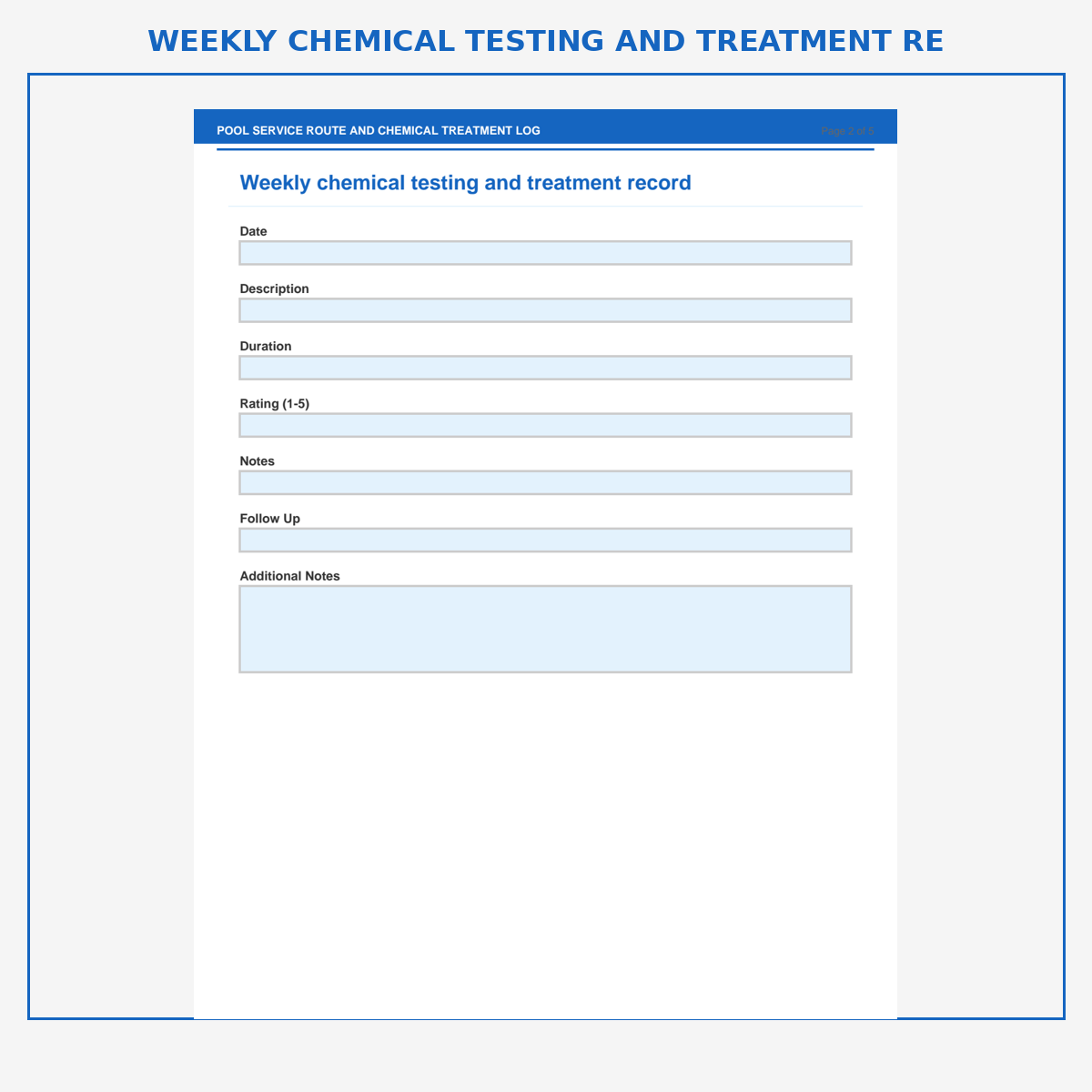 Pool Service Route and Chemical Treatment Log - Image 2