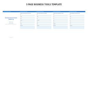 Pool Service Route and Chemical Treatment Log