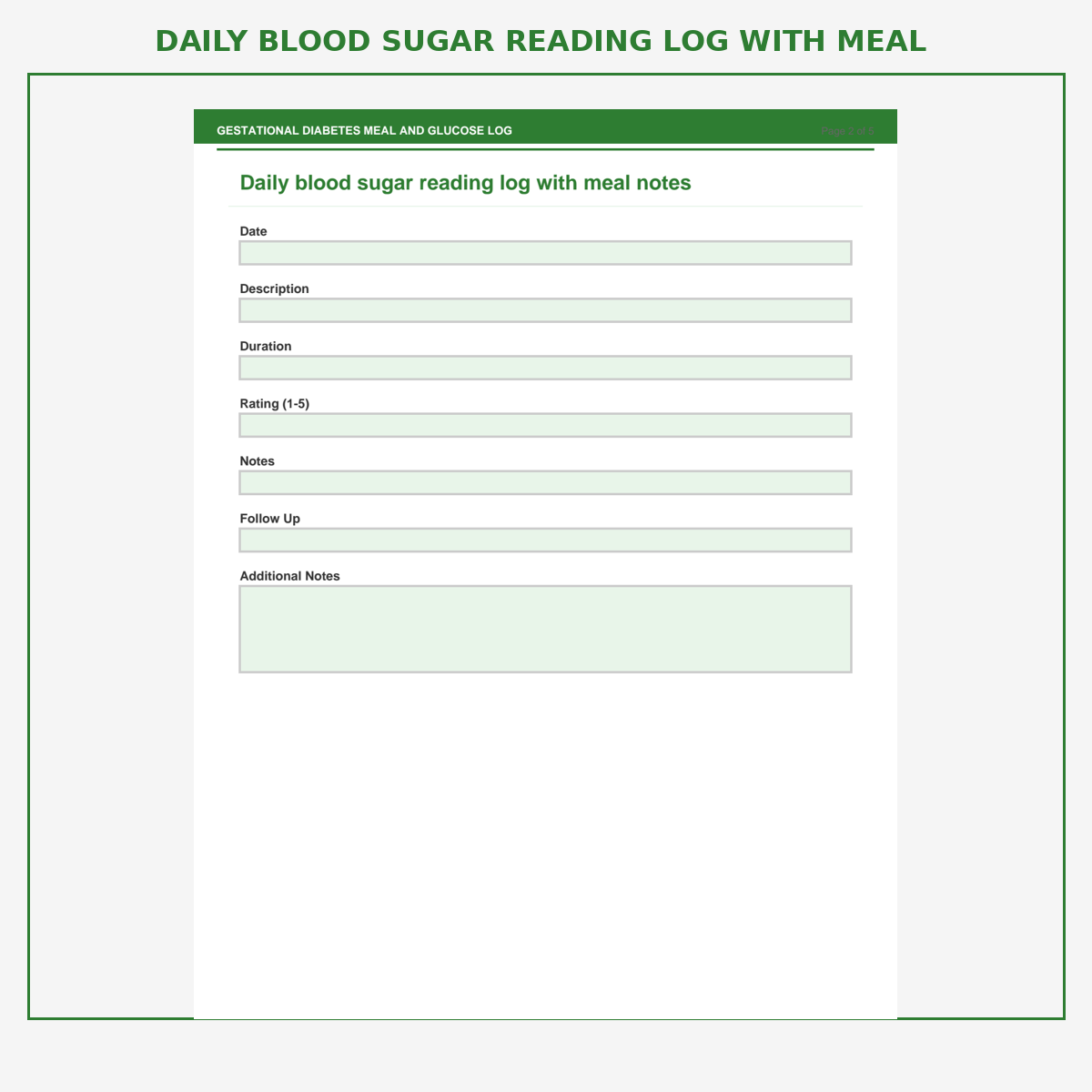 Gestational Diabetes Meal and Glucose Log - Image 3