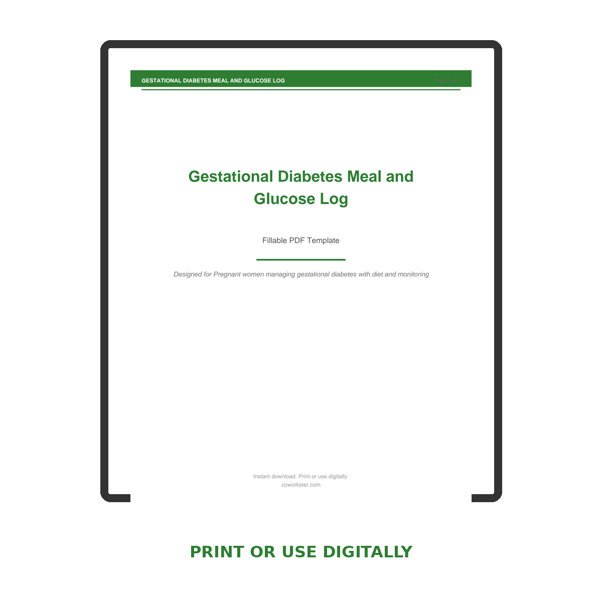 Gestational Diabetes Meal and Glucose Log - Image 7