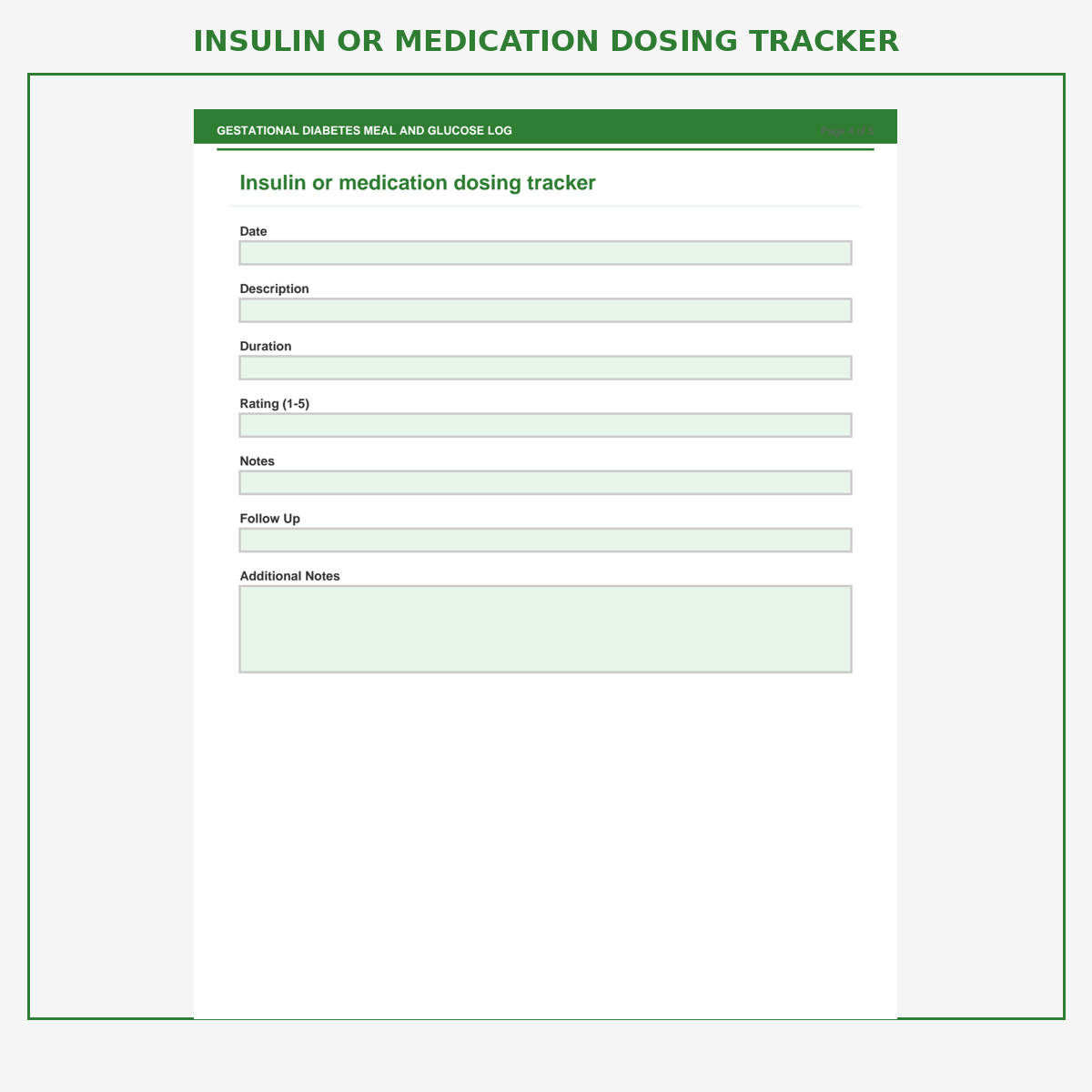 Gestational Diabetes Meal and Glucose Log - Image 6