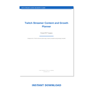 Twitch Streamer Content and Growth Planner