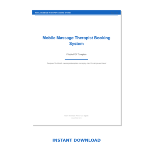 Mobile Massage Therapist Booking System