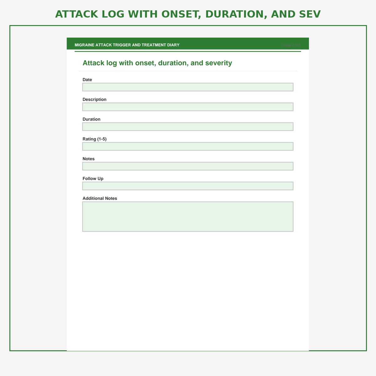 Migraine Attack Trigger and Treatment Diary - Image 2
