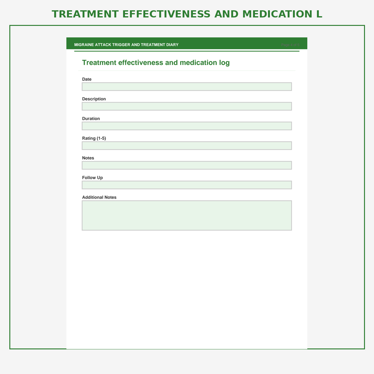 Migraine Attack Trigger and Treatment Diary - Image 5