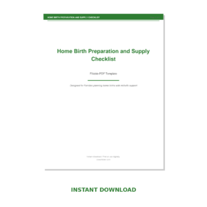 Home Birth Preparation and Supply Checklist